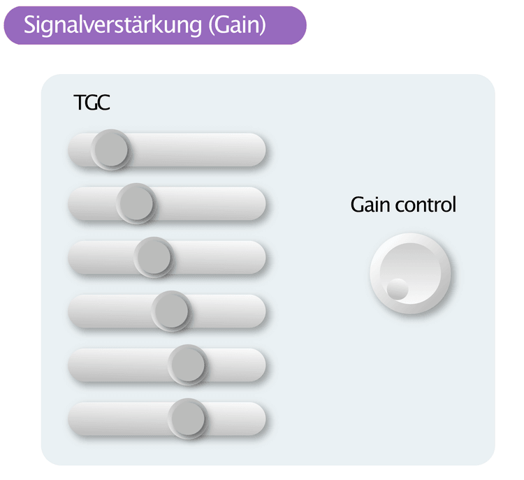 Abbildung 1. TGC (time gain compensation) und gain control auf dem Ultraschallgerät.