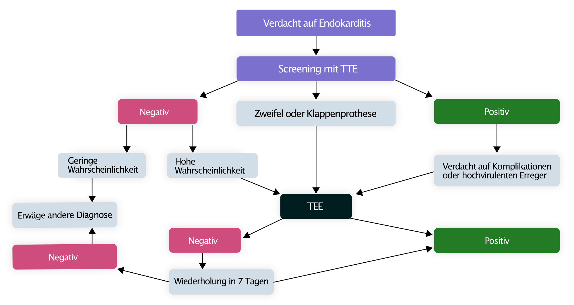 Abbildung 1. Flussdiagramm zur Untersuchung bei Verdacht auf Endokarditis.